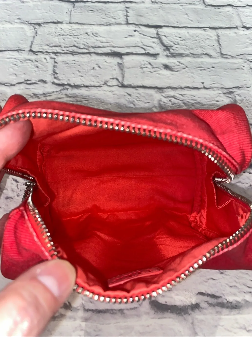 See by Chloe Canvas & Faux Leather Cosmetic Bag Coral Pink